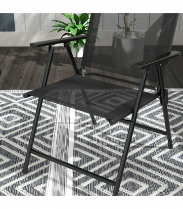 Outsunny Bistro Set Folding Chairs & Coffee Table for Balcony, Black