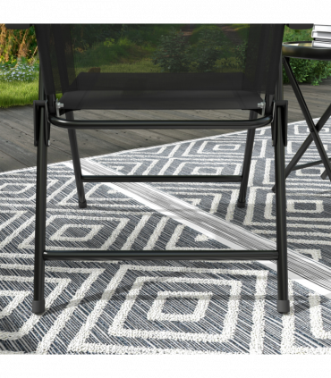 Outsunny Bistro Set Folding Chairs & Coffee Table for Balcony, Black