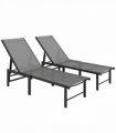 Outsunny Sun Loungers Set of 2, 5-Level Reclining Sunbeds, Grey