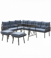 Outsunny Sectional Outdoor Furniture with Glass Top Table, Charcoal Grey
