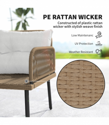 Outsunny Sectional Outdoor Furniture with Glass Top Table, Cream White