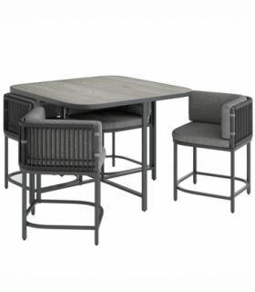 Outsunny 4 Seater Rattan Dining Set with Cushions, Charcoal Grey