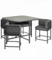 Outsunny 4 Seater Rattan Dining Set with Cushions, Charcoal Grey