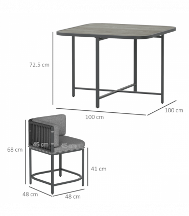 Outsunny 4 Seater Rattan Dining Set with Cushions, Charcoal Grey