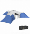 Outsunny Large Tunnel Tent with 3 Bedroom, Living Area and Porch, Blue