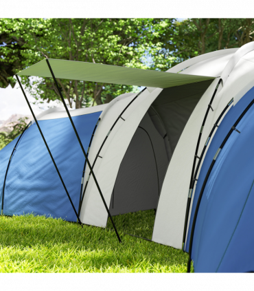Outsunny Large Tunnel Tent with 3 Bedroom, Living Area and Porch, Blue