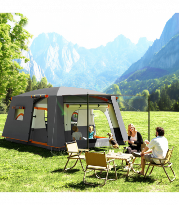 Outsunny 4-6 Man Camping Tent with 2 Bedroom, 3000mm Waterproof, Grey