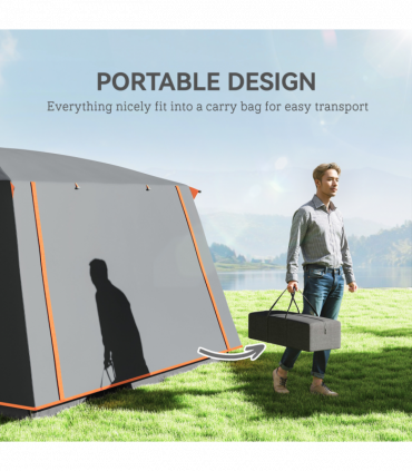 Outsunny 4-6 Man Camping Tent with 2 Bedroom, 3000mm Waterproof, Grey