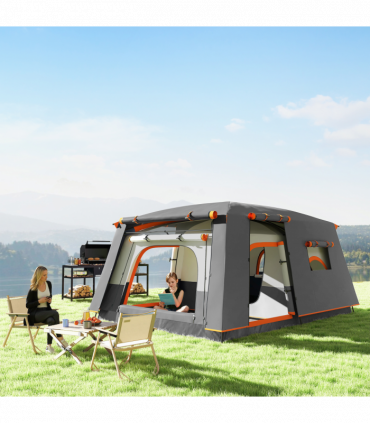 Outsunny 4-6 Man Camping Tent with 2 Bedroom, 3000mm Waterproof, Grey