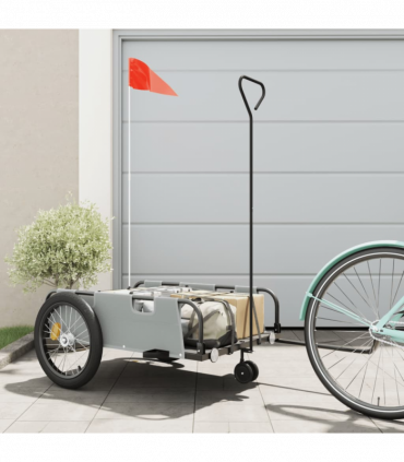 vidaXL Bike Trailer Grey and Black Oxford Fabric and Iron