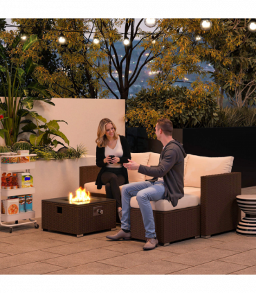 Outsunny 4 Seater Rattan Sofa Set with Footstool Thick Cushions Brown Cream