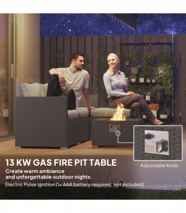 Outsunny 4 Seater Rattan Sofa Set with Footstool Thick Cushions Grey