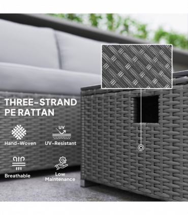 Outsunny 4 Seater Rattan Sofa Set with Footstool Thick Cushions Grey