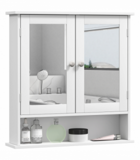 kleankin Wall Mounted Mirror Cabinet W/ Double Mirror Doors & Adjustable Shelf