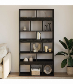 vidaXL Plant Stand Black Oak Engineered Wood 100x33x187,5 cm