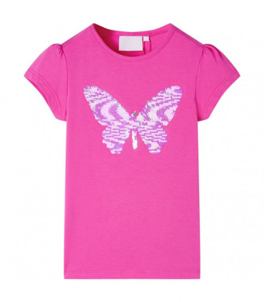 Kids' T-shirt with Cap Sleeves Dark Pink 140