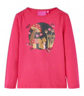 Kids' T-shirt with Long Sleeves Bright Pink 128
