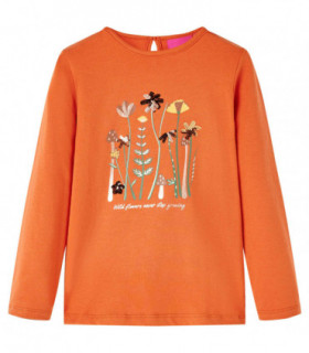 Kids' T-shirt with Long Sleeves Burnt Orange 92