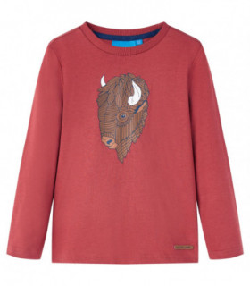 Kids' T-shirt with Long Sleeves Burnt Red 140