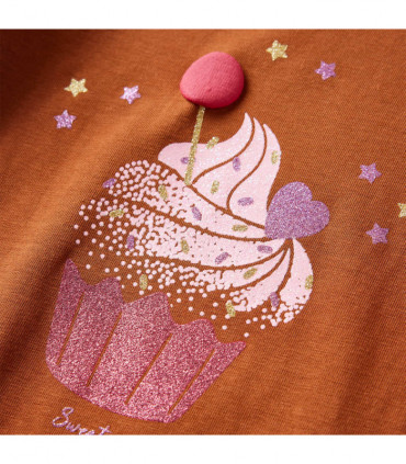 Kids' T-shirt with Long Sleeves Cognac 104