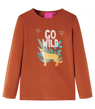 Kids' T-shirt with Long Sleeves Cognac 140