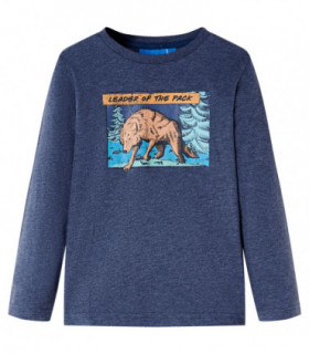 Kids' T-shirt with Long Sleeves Dark Blue Melange 128