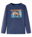 Kids' T-shirt with Long Sleeves Dark Blue Melange 128