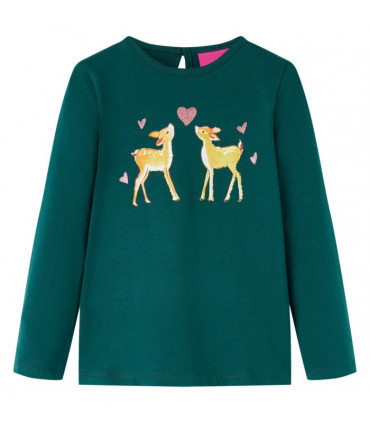 Kids' T-shirt with Long Sleeves Dark Green 128