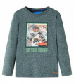 Kids' T-shirt with Long Sleeves Dark Green Melange 116