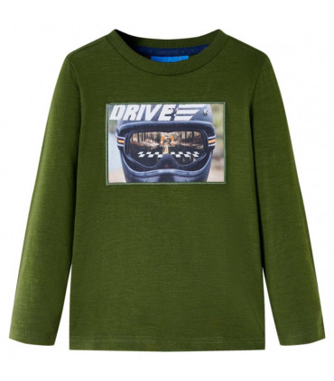 Kids' T-shirt with Long Sleeves Dark Khaki 128