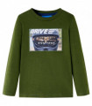 Kids' T-shirt with Long Sleeves Dark Khaki 128
