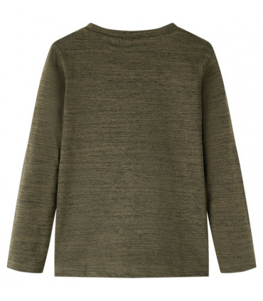 Kids' T-shirt with Long Sleeves Dark Khaki Melange 116