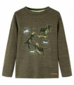 Kids' T-shirt with Long Sleeves Dark Khaki Melange 128