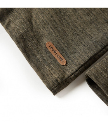 Kids' T-shirt with Long Sleeves Dark Khaki Melange 128