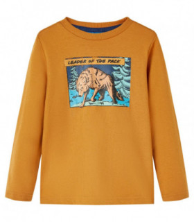 Kids' T-shirt with Long Sleeves Dark Ochre 116