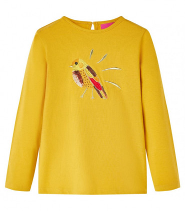 Kids' T-shirt with Long Sleeves Dark Ochre 128