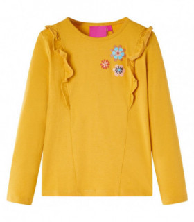 Kids' T-shirt with Long Sleeves Dark Ochre 128