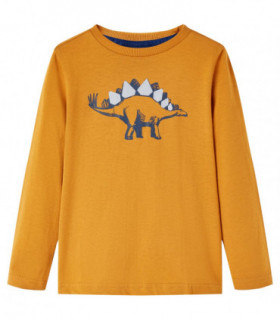 Kids' T-shirt with Long Sleeves Dark Ochre 92