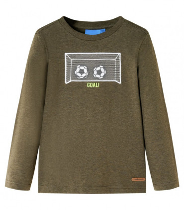 Kids' T-shirt with Long Sleeves Khaki Melange 104