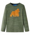 Kids' T-shirt with Long Sleeves Khaki Melange 104