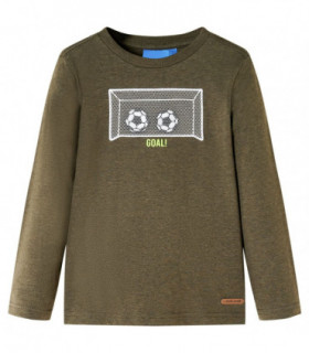 Kids' T-shirt with Long Sleeves Khaki Melange 116
