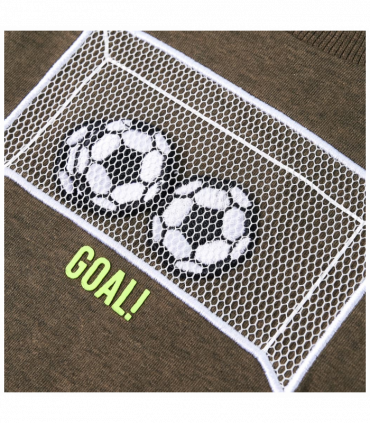 Kids' T-shirt with Long Sleeves Khaki Melange 116