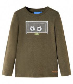 Kids' T-shirt with Long Sleeves Khaki Melange 128