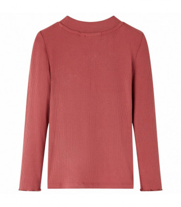 Kids' T-shirt with Long Sleeves Mock Turtleneck Burnt Red 104
