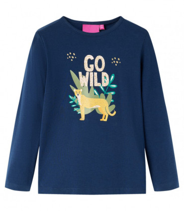 Kids' T-shirt with Long Sleeves Navy Blue 128