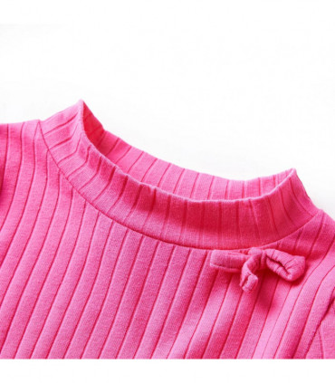 Kids' T-shirt with Long Sleeves Rib-knit Bright Pink 104