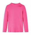 Kids' T-shirt with Long Sleeves Rib-knit Bright Pink 116