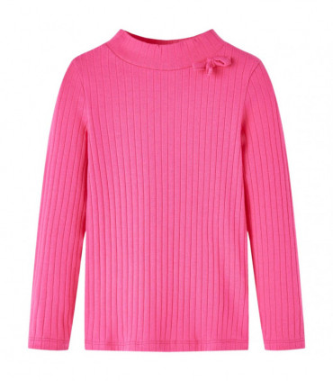 Kids' T-shirt with Long Sleeves Rib-knit Bright Pink 128
