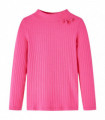 Kids' T-shirt with Long Sleeves Rib-knit Bright Pink 128