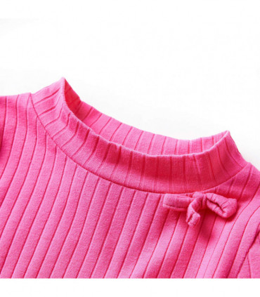 Kids' T-shirt with Long Sleeves Rib-knit Bright Pink 92